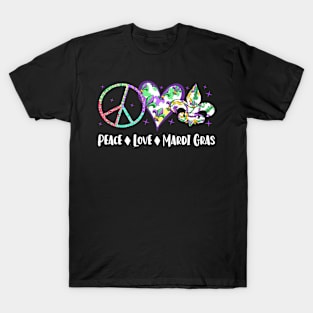 Awesome Peace Love Mardi Gras Gift T-Shirt